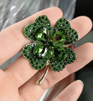 Lucky clover leaf brooch gold plated irish saint patrick broach good luck pin gg