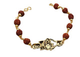 Rudraksh mala natural beads evil eye protection lucky lord ganesh bracelet cc22