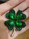 Lucky clover leaf brooch gold plated irish saint patrick broach good luck pin gg