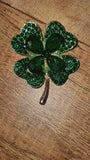 Lucky clover leaf brooch gold plated irish saint patrick broach good luck pin gg