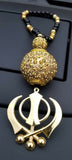 Gold plated khanda punjabi kaur sikh singh pendant car rear mirror hanger mala s