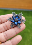 Flower brooch vintage look silver plated celebrity star broach queen pin u25 new