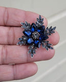 Flower brooch vintage look silver plated celebrity star broach queen pin u25 new