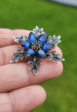 Flower brooch vintage look silver plated celebrity star broach queen pin u25 new