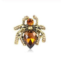 Vintage look gold plated stunning spider brooch suit coat broach collar pin b22