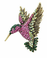 Humming bird brooch vintage look gold plated  suit coat broach collar new pin b8