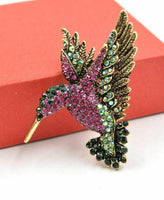 Humming bird brooch vintage look gold plated  suit coat broach collar new pin b8