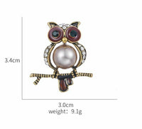 Vintage look gold plated stunning owl brooch suit coat broach collar pin b21