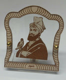 Sikh guru gobind singh wood carved photo portrait sikh lovely desktop stand f2