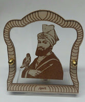 Sikh guru gobind singh wood carved photo portrait sikh lovely desktop stand f2