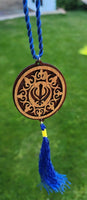 Punjabi sikh wooden khanda stunning pendant evil protection car hanger brown qqc