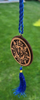 Punjabi sikh wooden khanda stunning pendant evil protection car hanger brown qqc