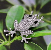 Vintage look silver plated lucky frog brooch suit coat broach collar pin b24