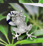 Vintage look silver plated lucky frog brooch suit coat broach collar pin b24