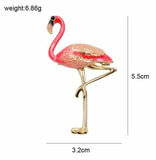 Stunning vintage look gold plated pink enamel big flamingo brooch broach pin b61