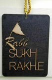 Punjabi sikh wooden rabb sukh rakhe nishan sahib pendant car mirror hanger kkb