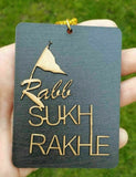 Punjabi sikh wooden rabb sukh rakhe nishan sahib pendant car mirror hanger kkb