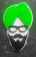 Sikh punjabi sardarji green turban singh khalsa acrylic adhesive back sticker