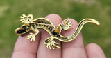 Vintage look gold plated stunning lizard gecko brooch suit coat broach pin b65