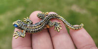 Vintage look gold plated stunning lizard gecko brooch suit coat broach pin b65