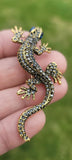 Vintage look gold plated stunning lizard gecko brooch suit coat broach pin b65