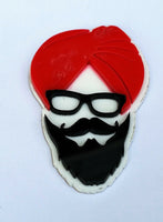 Sikh punjabi sardarji red turban singh khalsa acrylic adhesive back sticker