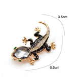 Vintage look gold plated black lizard brooch suit coat gecko broach pin collar g