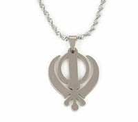 Stunning stainless steel sikh singh kaur khanda pendant in matching chain b49s