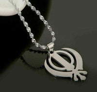 Stunning stainless steel sikh singh kaur khanda pendant in matching chain b49s