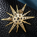 Starburst celebrity brooch pin stunning vintage look gold plated broach jjj35g