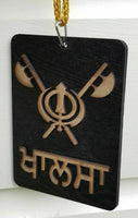 Punjabi sikh wooden khalsa khanda gandasi pendant evil protection car hanger kk1