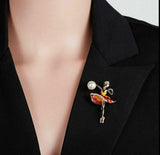 Vintage look gold plated dance girl lady brooch suit coat red broach pin ha15