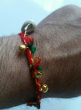 Talisman protection hindu three dangling bells konch shell kaudi lucky bracelet