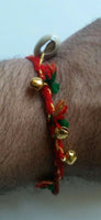 Talisman protection hindu three dangling bells konch shell kaudi lucky bracelet