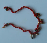 Talisman protection hindu three dangling bells konch shell kaudi lucky bracelet