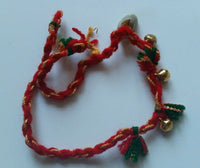 Talisman protection hindu three dangling bells konch shell kaudi lucky bracelet