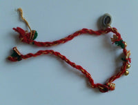 Talisman protection hindu three dangling bells konch shell kaudi lucky bracelet