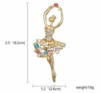 Vintage look gold plated dance girl lady brooch suit coat purple broach pin ha13