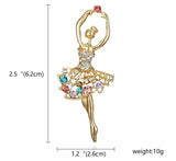 Vintage look gold plated dance girl lady brooch suit coat purple broach pin ha13