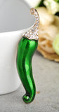 Green chilli pepper brooch gold plated celebrity broach vintage look pin ggg98