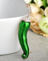 Green chilli pepper brooch gold plated celebrity broach vintage look pin ggg98