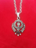 Unisex small stunning rhinestones silver plated punjabi sikh khanda pendant gift