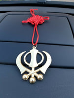 Singh kaur punjabi sikh gold plated khanda pendant car rear mirror hanging a6