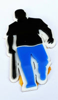 Punjabi gangster with baseball bat blue trousers acrylic adhesive back sticker