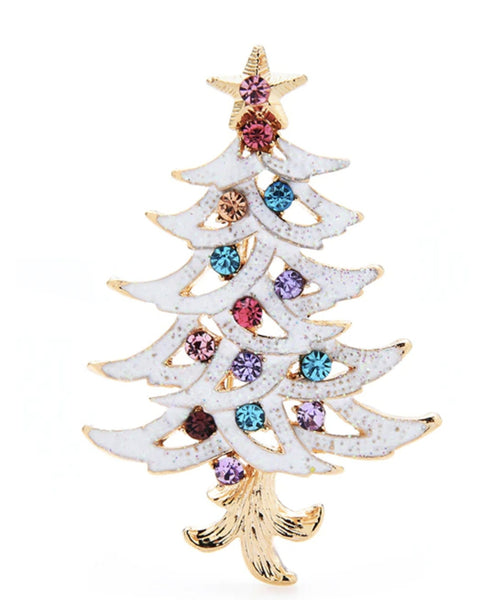 Vintage look stunning diamonte gold plated christmas tree brooch cake pin jjj25