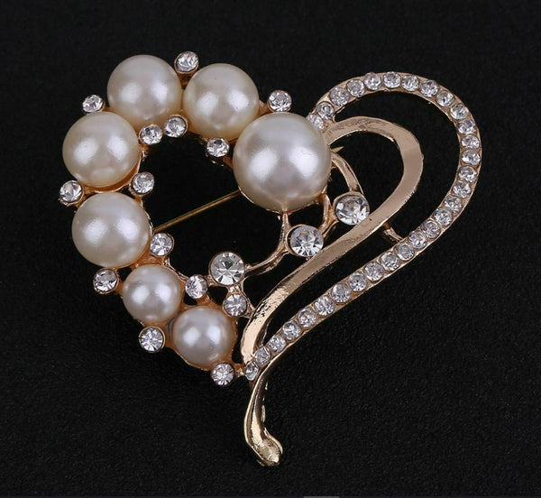 Vintage look gold plated good luck heart brooch suit coat broach collar pin ha10