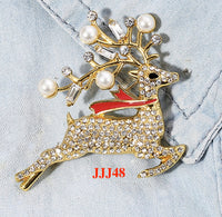 Vintage look stunning rose gold silver plated christmas reindeer brooch pin jj46