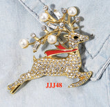 Vintage look stunning rose gold silver plated christmas reindeer brooch pin jj46