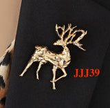 Vintage look stunning rose gold silver plated christmas reindeer brooch pin jj46