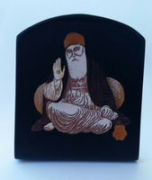 Sikh guru nanak dev ji wood carved photo portrait sikh desktop stand a1